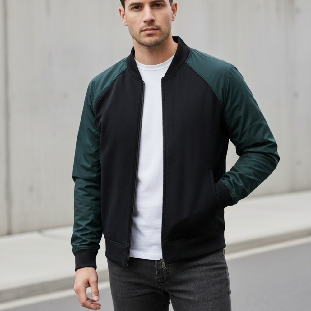 Lululemon Mens XL Revolution Bomber Jacket Full-Zip Black/ Fuel Green Commute